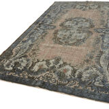 Handwoven overdyed oriental grey carpet 1970s, 210 x 326 cm