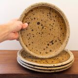 Set of 4 pyrite stoneware plates