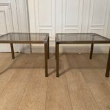 Side tables in striated gilded metal