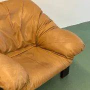 Pair of brutalist leather lounge chairs, 1960s