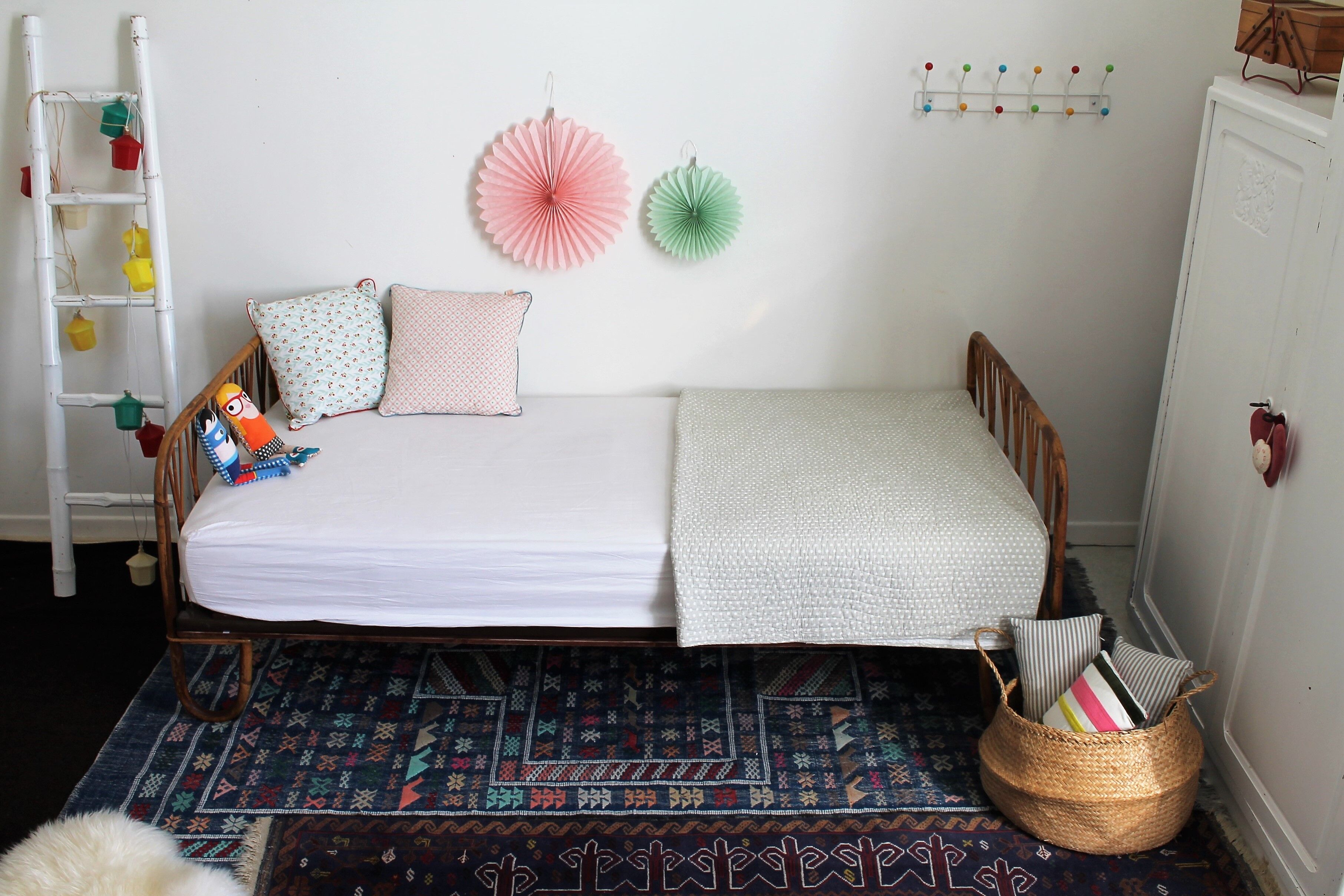 Rattan bed & vintage bamboo