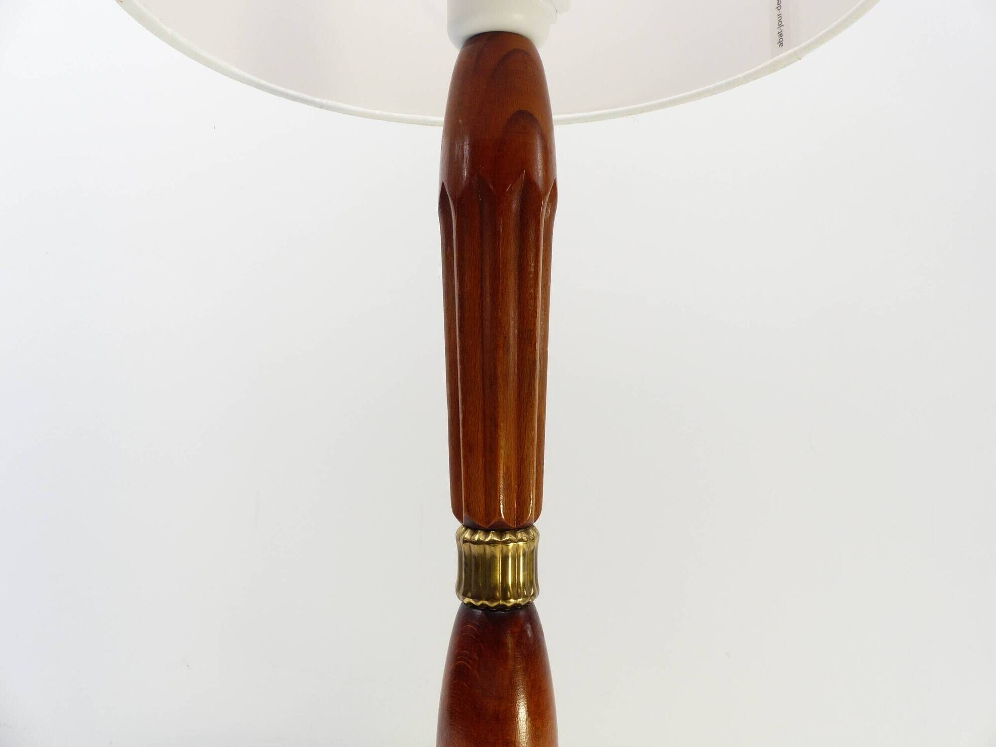 Scandinavian table lamp in glass, wood and brass 1960 Nybro Armaturfabrik