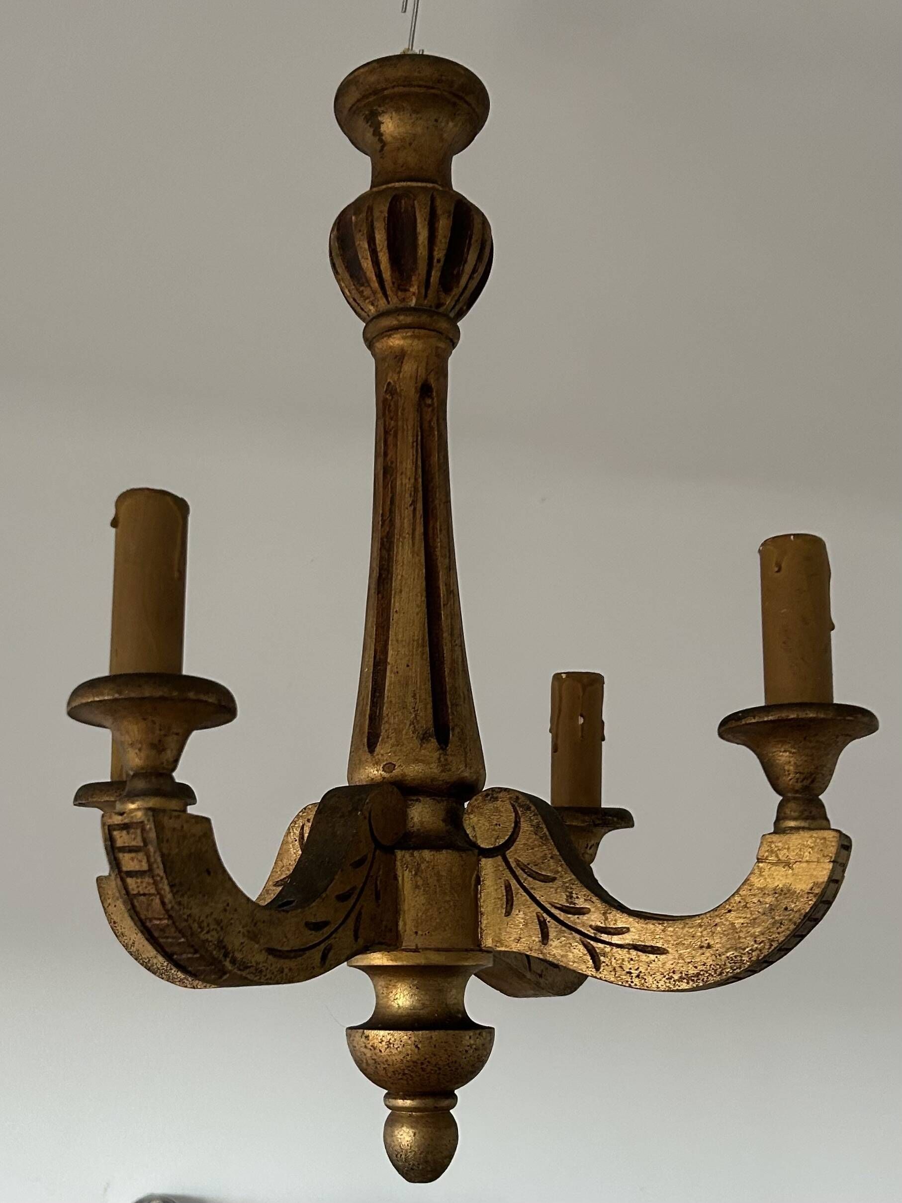 Antique gilded wooden chandelier