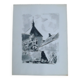 Original Indian ink drawing by Jean Villette (1913-2005)