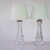 Crystal glass table lamps by Carl Fagerlund for Orrefors, Sweden.