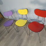 3 colored formica chairs