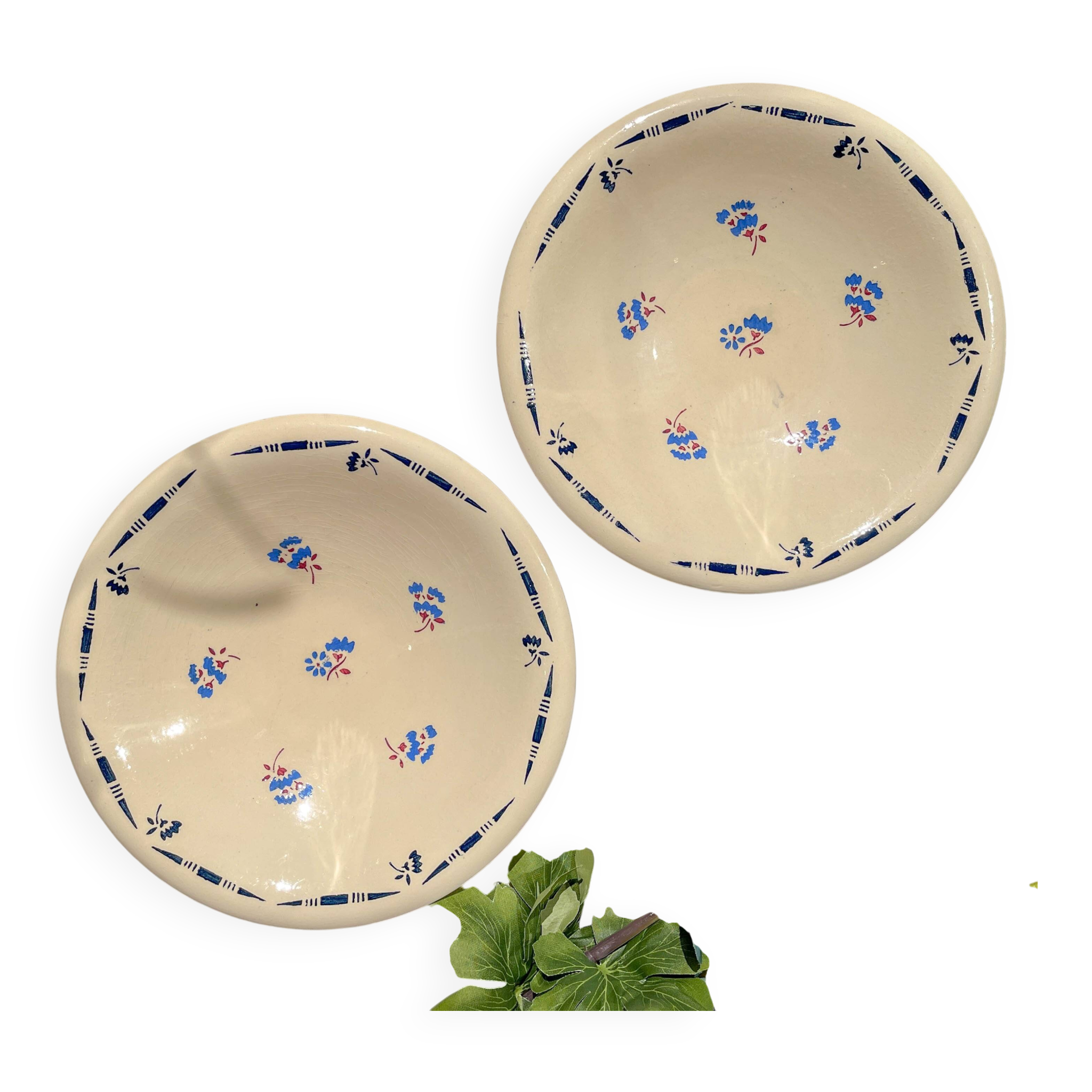Small vintage porcelain dish K&G Luneville "Flore" 1950s small blue flowers
