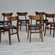 1960s, set of 6 Danish dinning chairs, solid oak wood, reupholstered.