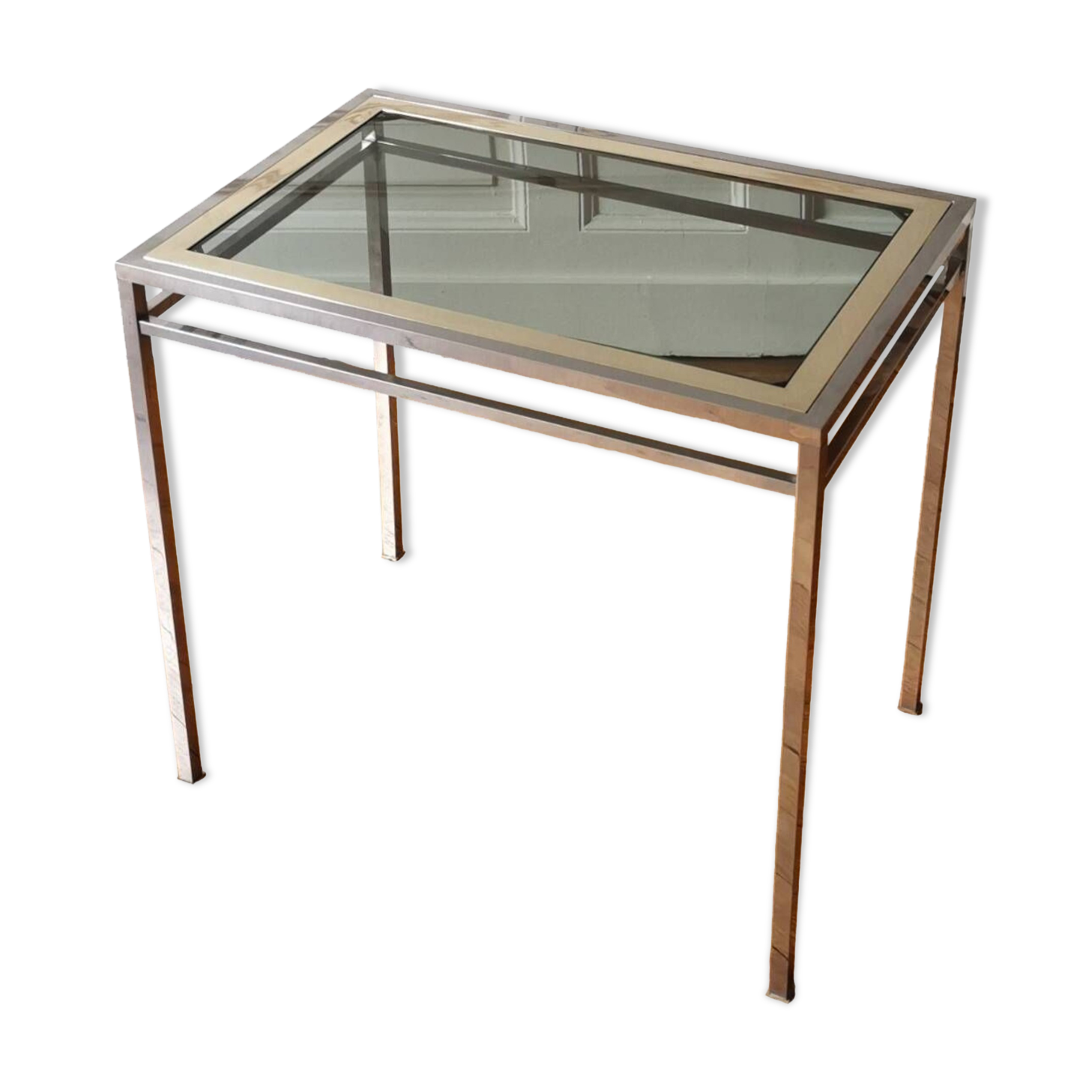 Chrome brass side table, 1970.