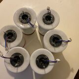 3 red and white Murano glass luminaires 1970s