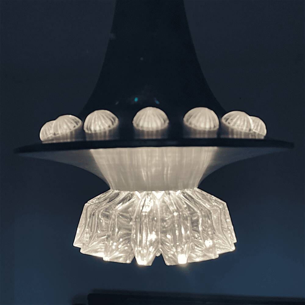 Lampe suspendue en aluminium argenté de l'ère spatiale