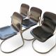 4 leather and chrome metal chairs attributed to Willy Rizzo, 1970s
