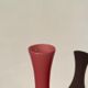 Vintage pink opaline glass vase, white foot h: 53cm