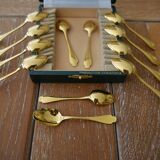 Box 12 golden spoons with mocha - model pompadour alfenide for christofle
