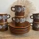 Vintage coffee service in brown stoneware from the 1970s.