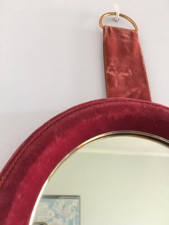 Mirror porthole in velvet 60s