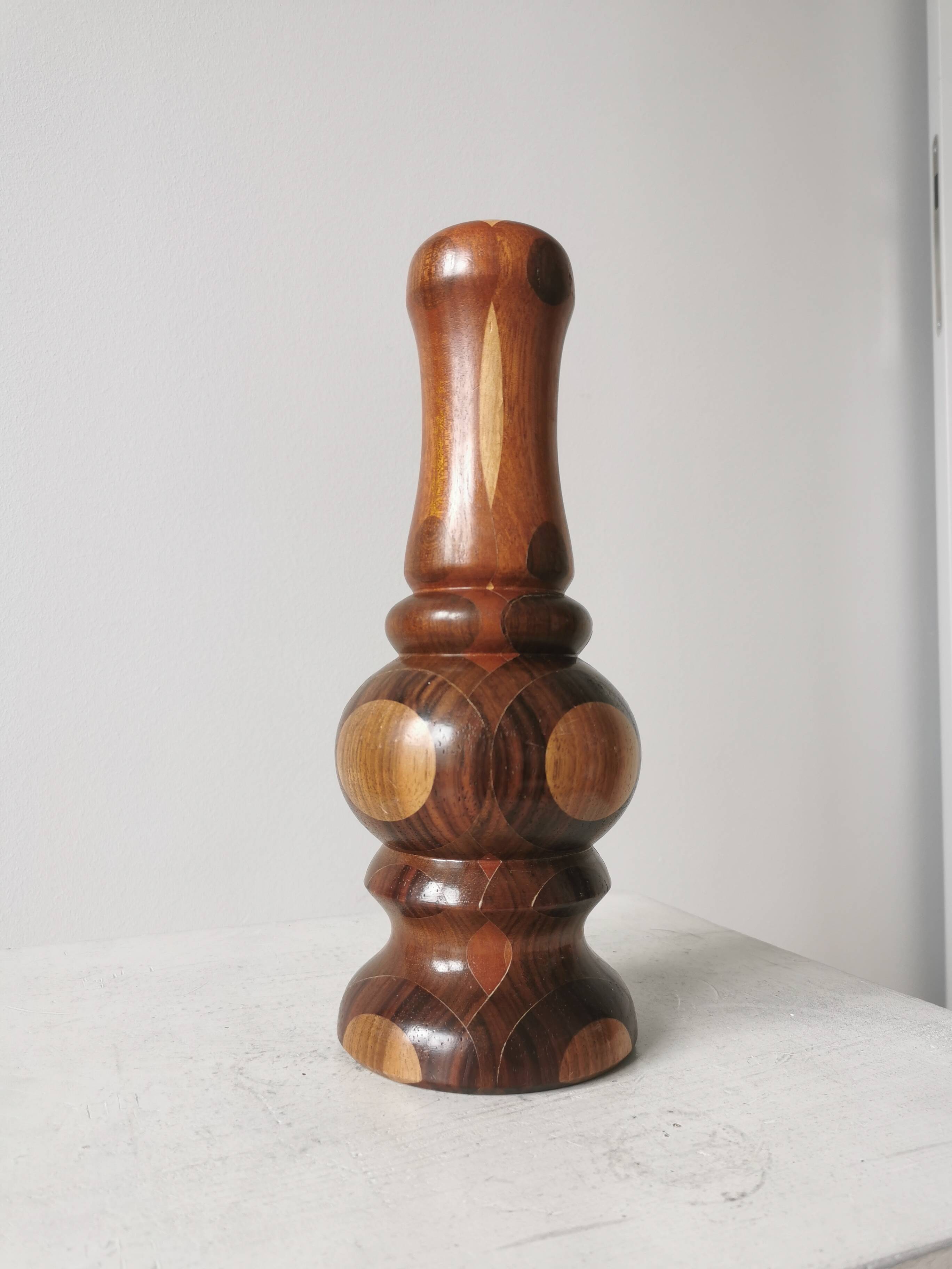 Vintage Wooden Vase: Handcrafted Wood Sculpture, Home Decor