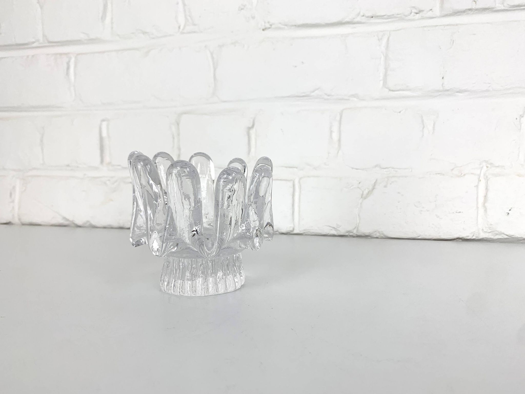 Sunflower glass candle holder, Göran Wärff for Kosta Boda, Sweden, 1970s