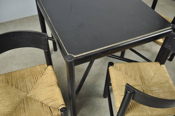 Fritz Hansen / ensemble de salle à manger scandinave en papercord (5) / mogens lassen / danemark années 1960