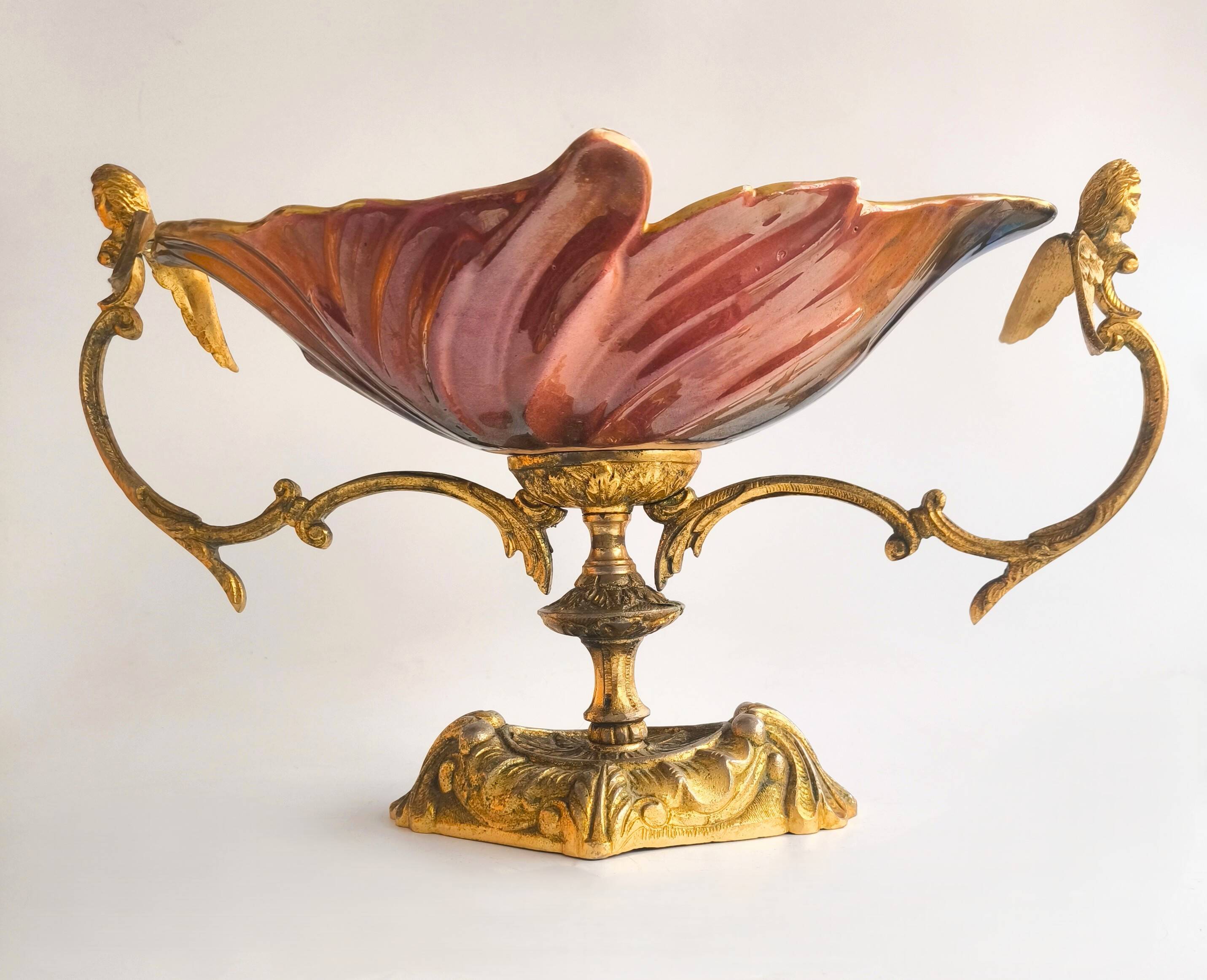 Late Art Deco bronze and porcelain centrepiece.