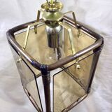 Lantern 1 light bamboo and smoked glasses
