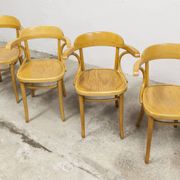 Set of 4 bistro armchairs with armrests from the 1960s.