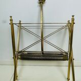 Vintage magazine rack, Neo classical brass dolphine rack