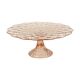 Pink Cake Stand Art Deco Pressed Glass Diamond Pattern