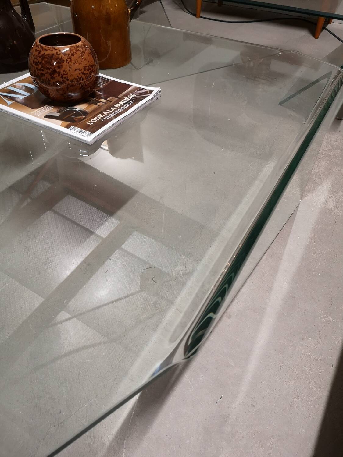 Origami molded glass coffee table