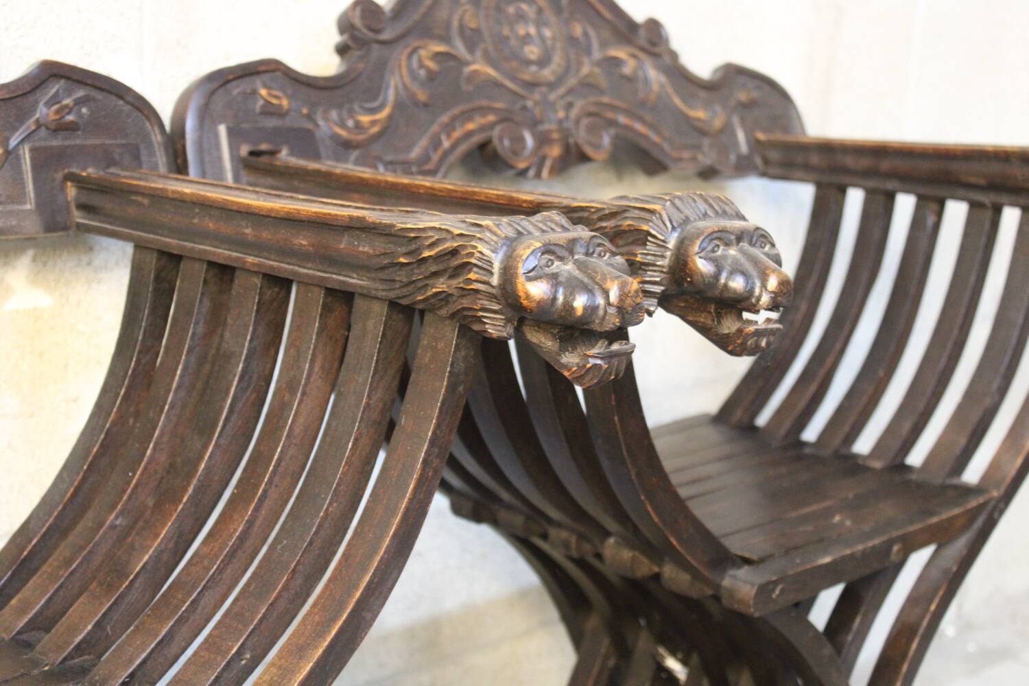 Pair of Antique savonarola folding chairs