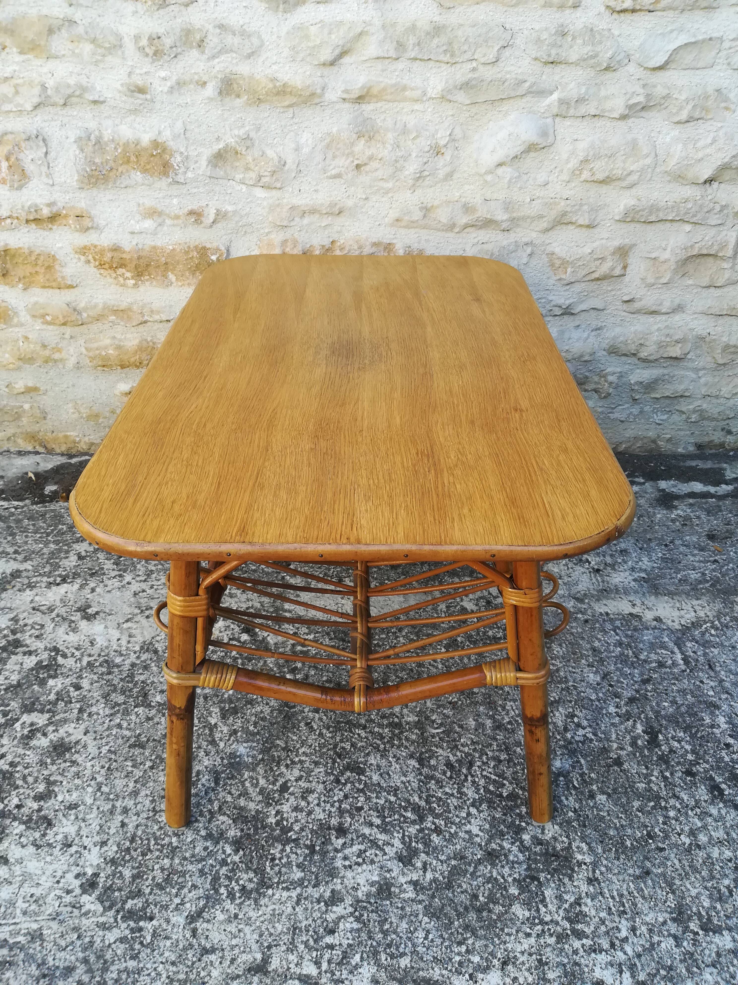 Rattan and bamboo coffee table