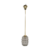 Vintage pendant lamp in molded glass and brass