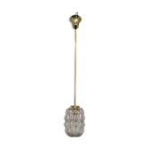 Vintage pendant lamp in molded glass and brass