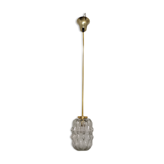 Vintage pendant lamp in molded glass and brass