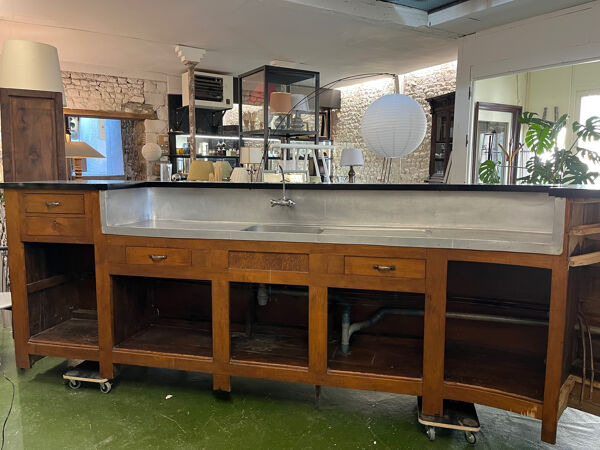 Bar des années 50 en chêne et Formica