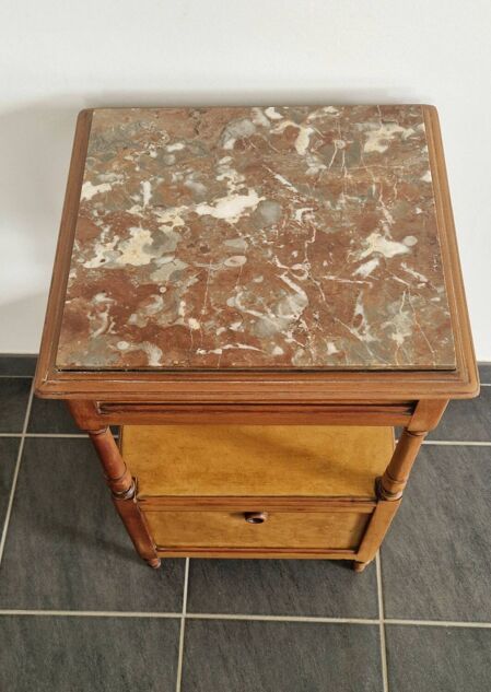 Louis Philippe style bedside table in cherry and ash wood