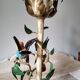 Painted metal candle holder lamp - wrought iron fruit and bird lamp base