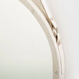 Jacques Adnet original cream leather mirror from around 1940.