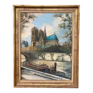 École Française XXe siècle, Notre-Dame-de-Paris, huile sur toile