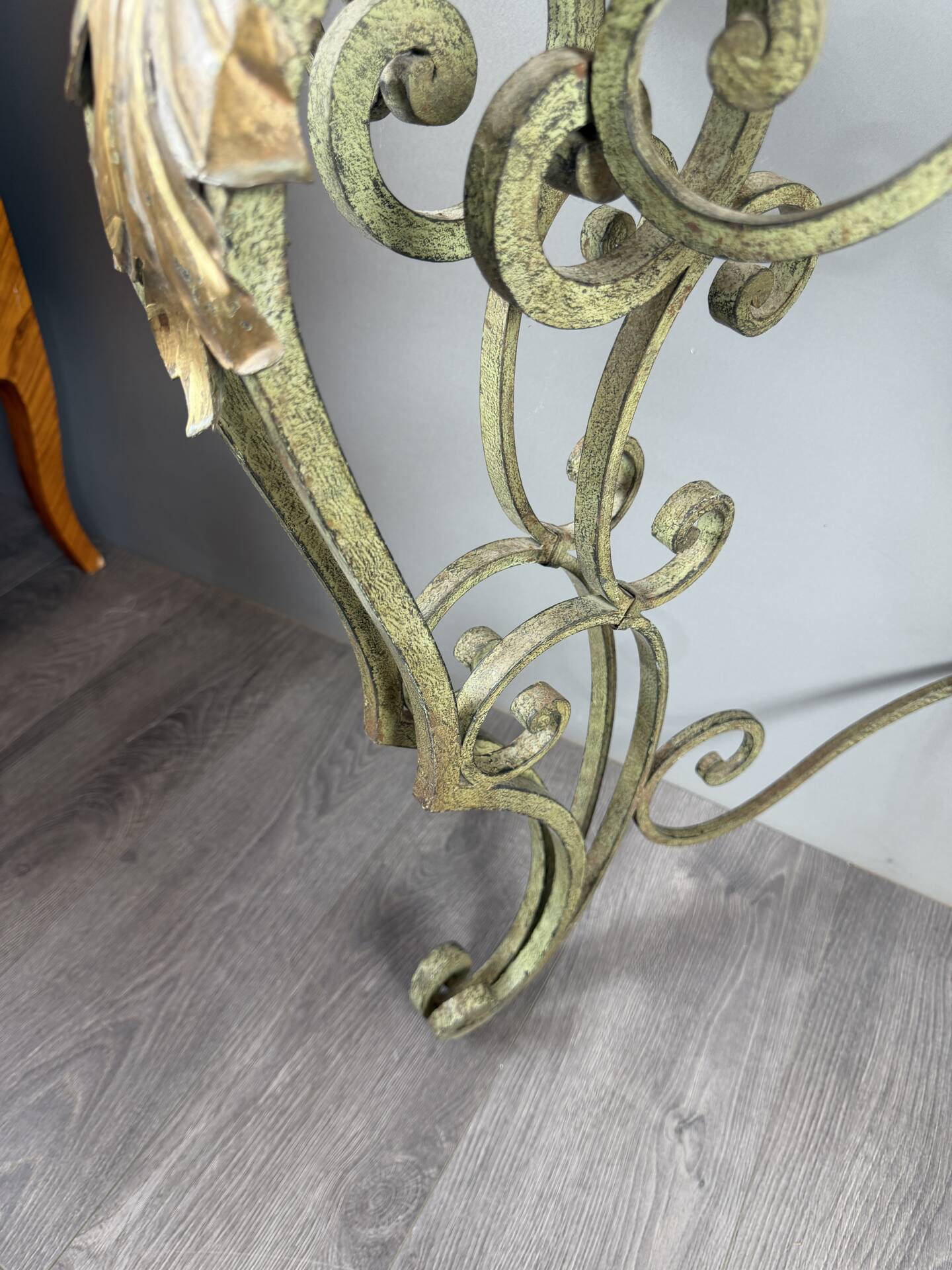 Wall console in wrought iron, 20th century