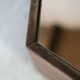 Space age table, hexagonal. Wood, velvet and smoked mirror. Circa 1970