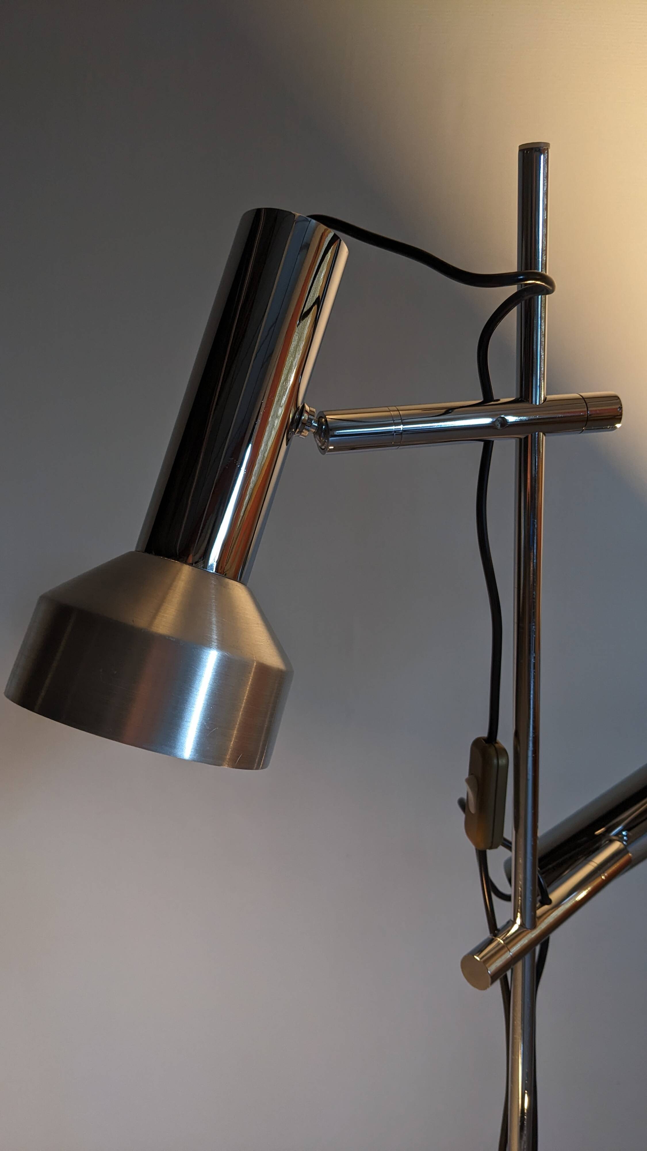 Three-spot floor lamp in chrome metal by Philips, Netherlands circa 1970.
