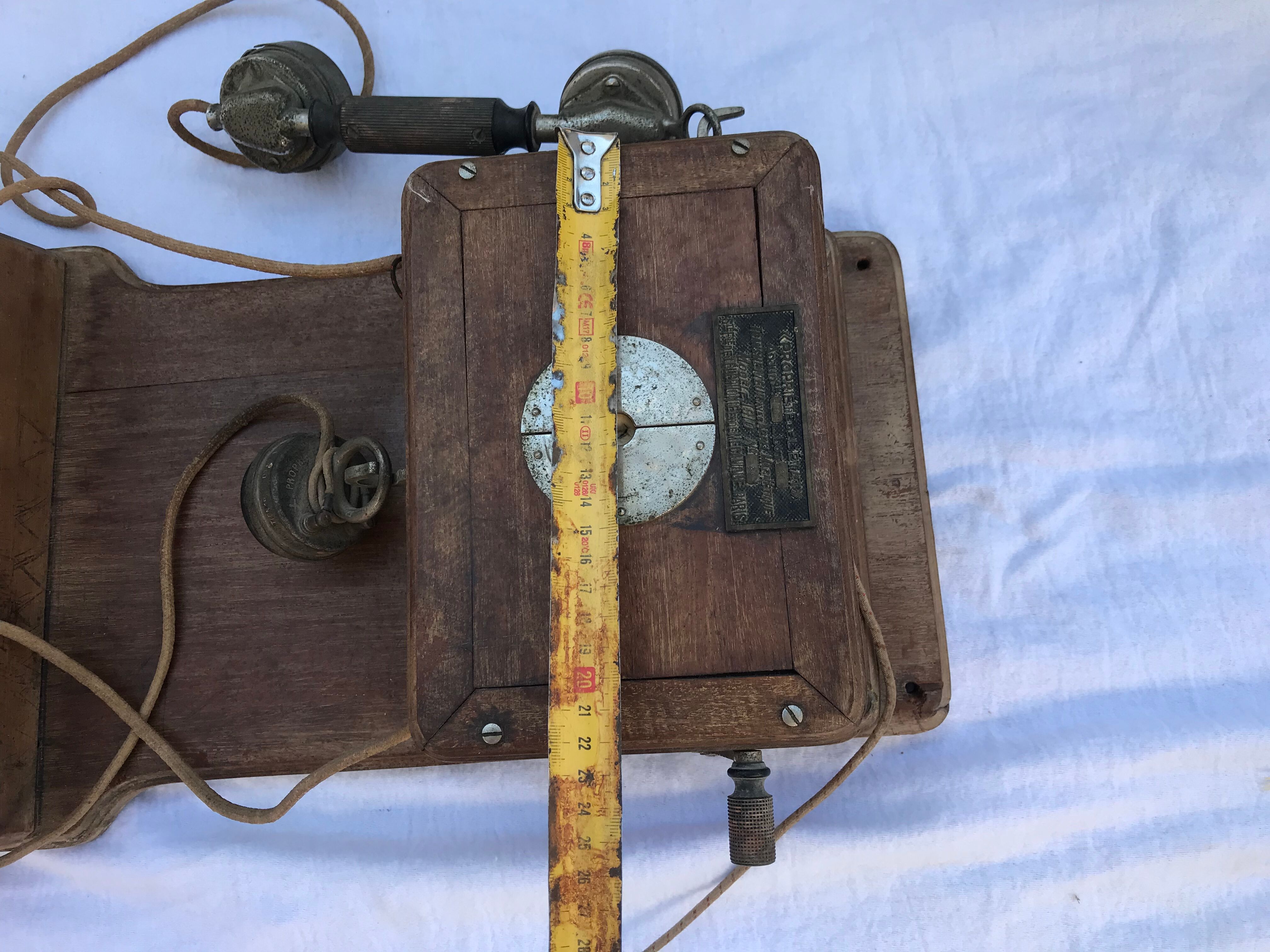 Wooden wall telephone, old, 1930