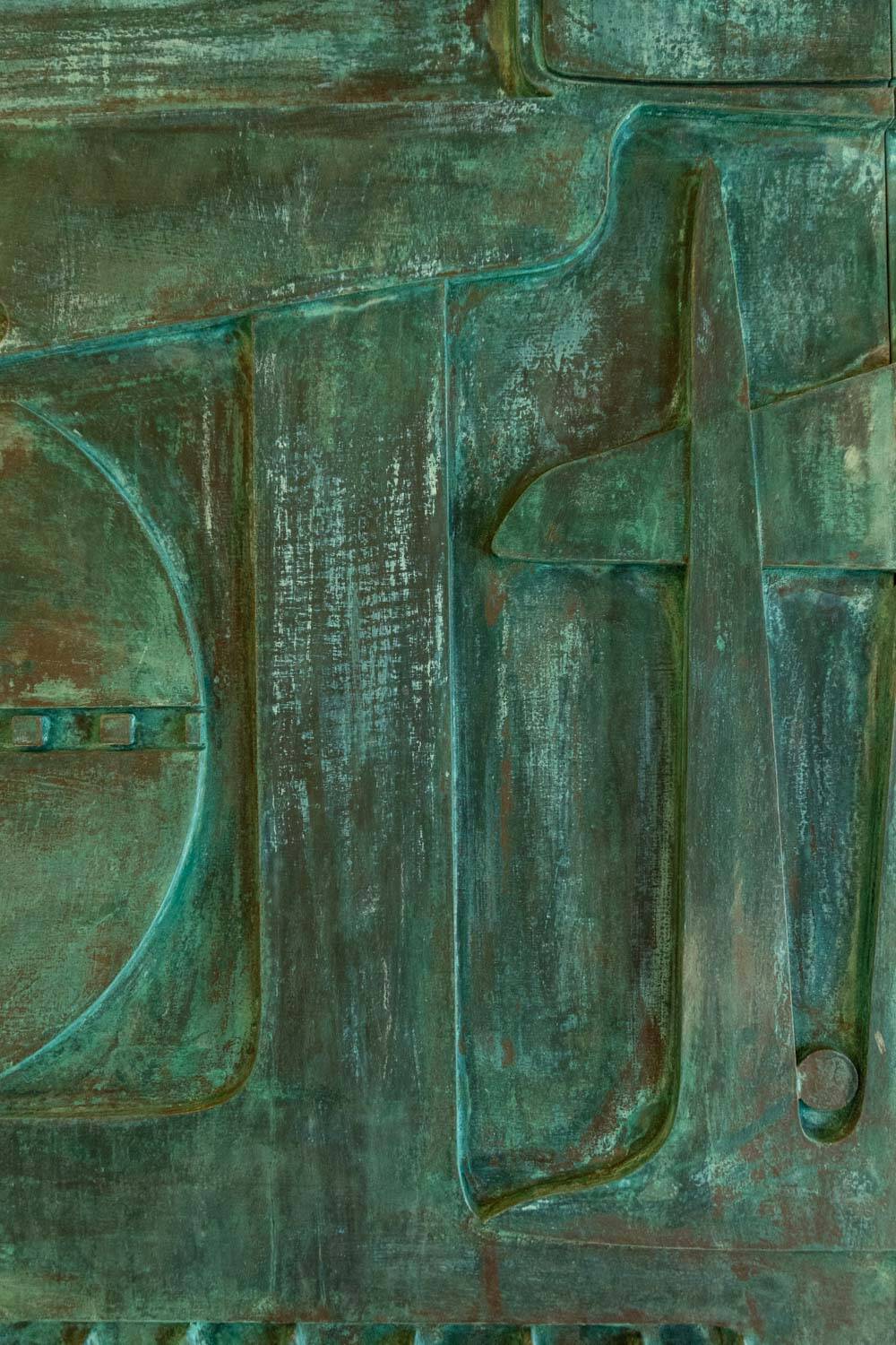 Victory of Segonzac. Sculpted and copper triptych panel. Contemporary.