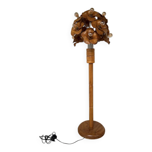 Lampadaire en orme motifs « fleurs », années 70 — Beyit