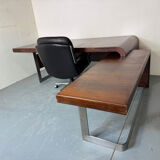Vintage Danish design mid century wood steel Sibast executive desk