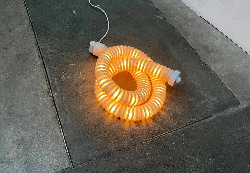 Snake floor lamp Boalum postmodern space age model by Livio Castiglioni and Gianfranco Frattini for Artemide, 1970s.