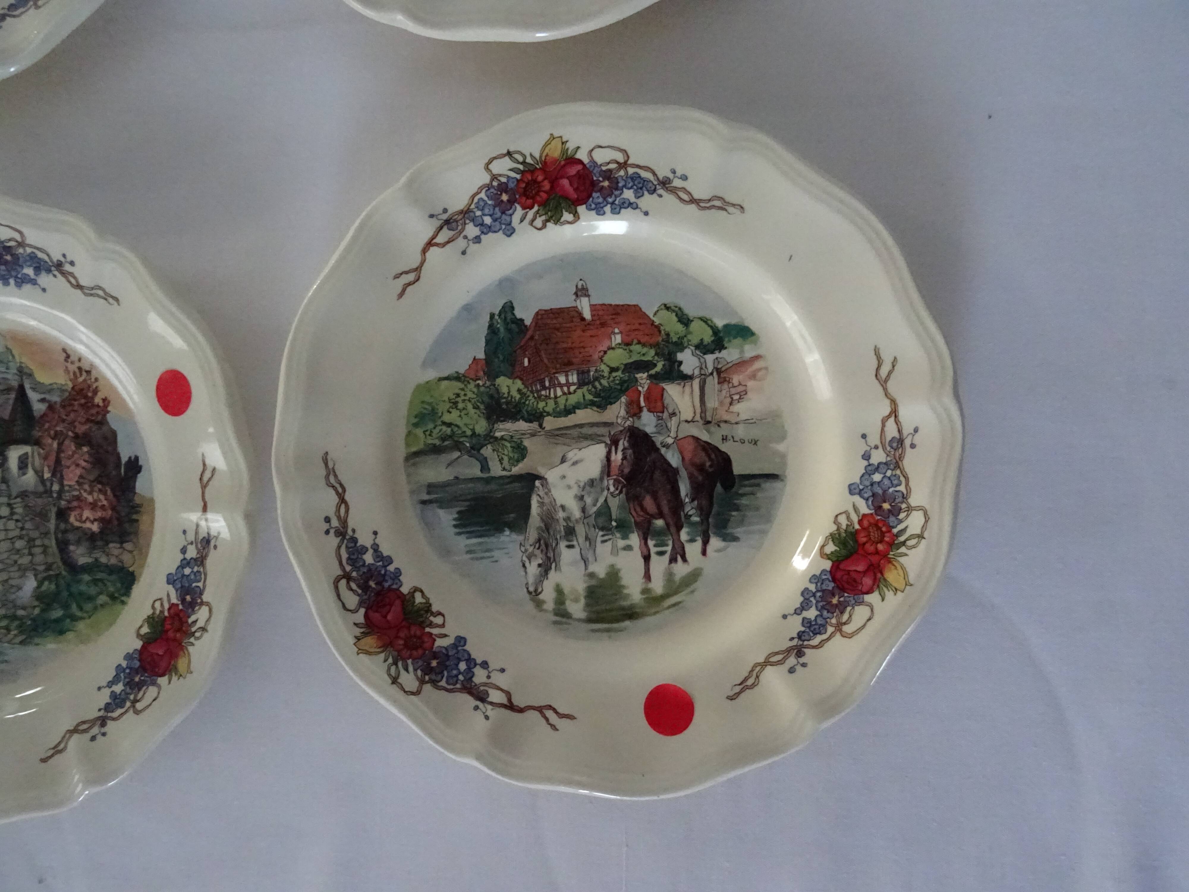 6 dessert plates LOUX Obernai 557112 sarreguemines