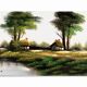 Oil on canvas Marais Poitevin signed POLO (30 x 60 cm)