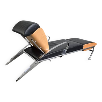 Fauteuil lounge en cuir noir Futuro 3 de Massimo Iosa Ghini pour Moroso - Italie années 1980